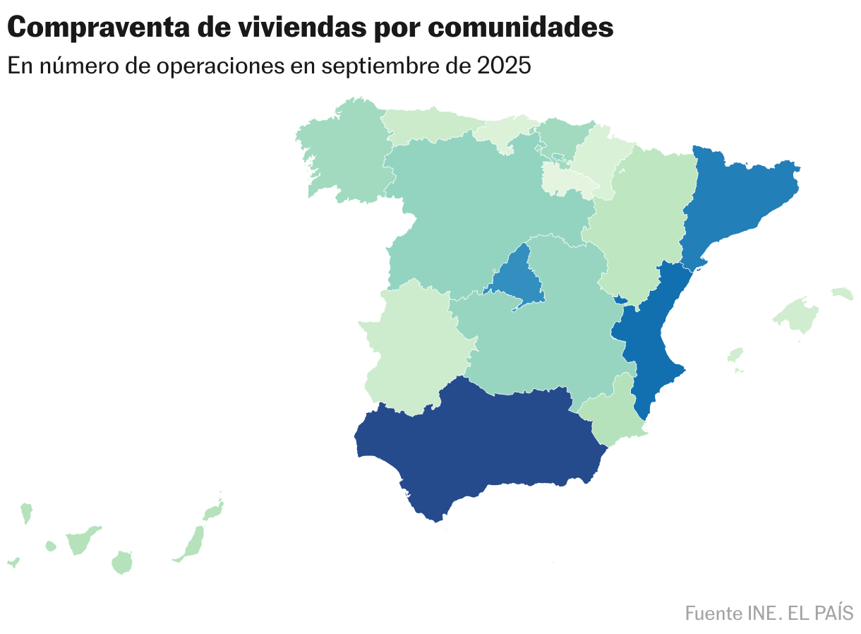Buying and selling of homes by communities (choropleth map)