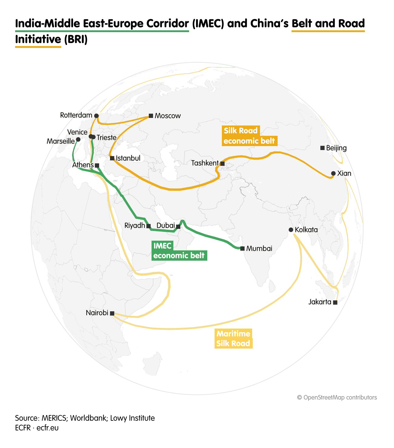 India-Middle East-Europe Corridor (IMEC) and China’s Belt and Road Initiative (BRI)