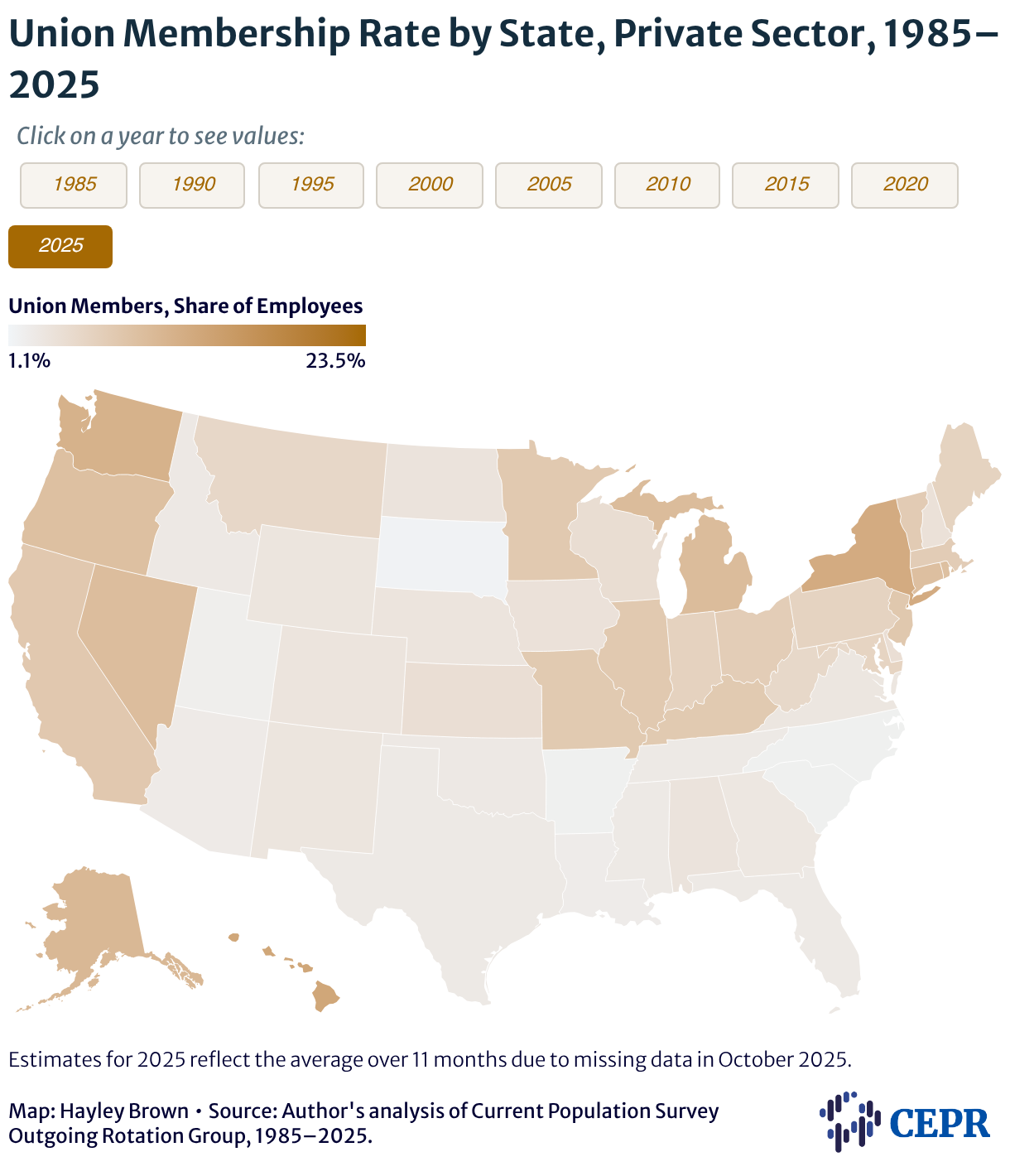 Union Membership: How US Labor Changed From 1985 to 2025 – CEPR