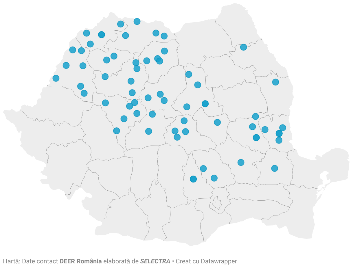 Harta locatiilor si datelor de contact DEER România