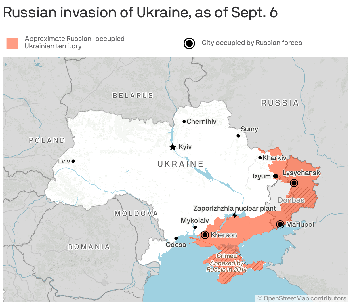Russian invasion of Ukraine, as of Sept. 6