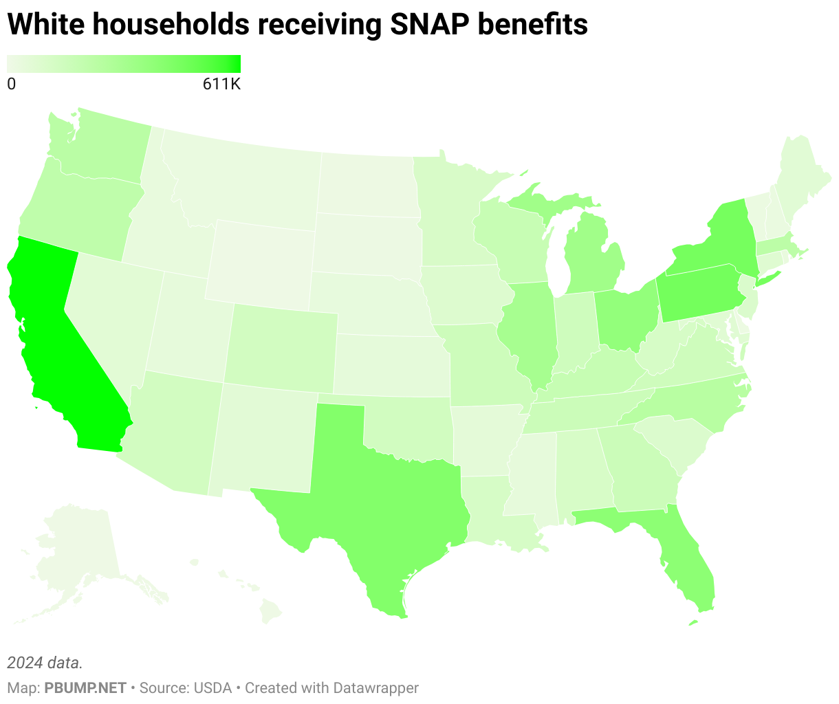 White households receiving SNAP benefits (Choropleth map)