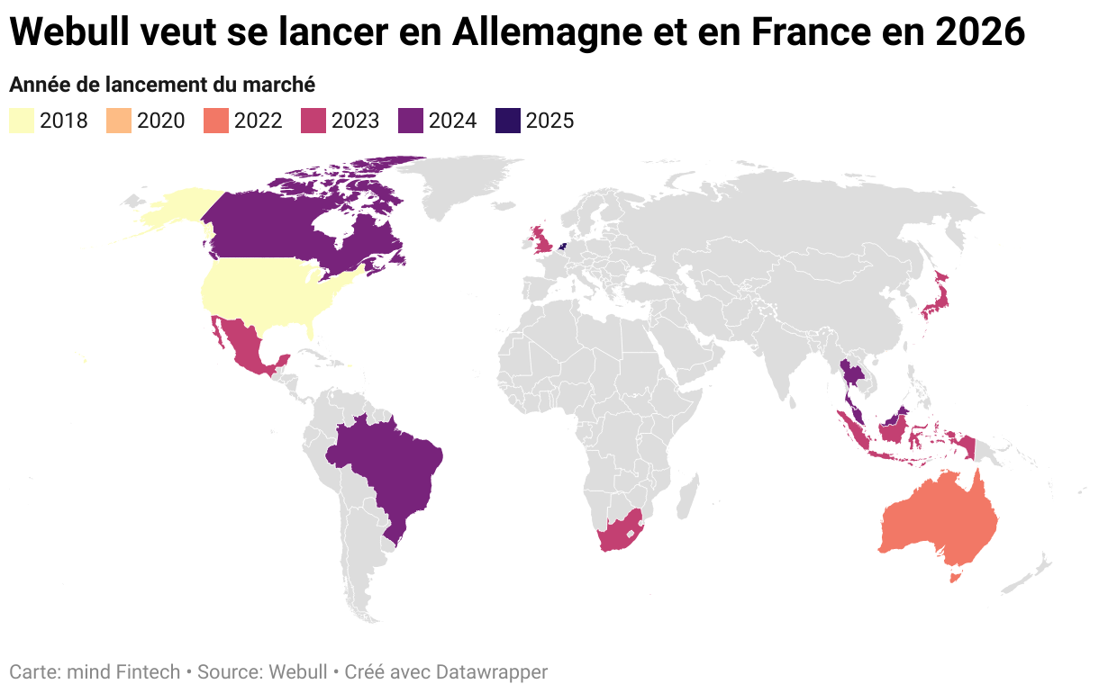 Webull veut se lancer en Allemagne et en France en 2026 (Carte choroplèthe)