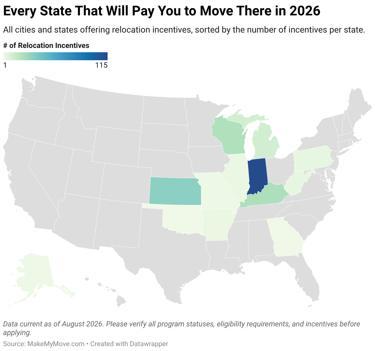 States That Pay You to Move There in 2026 (Choropleth map)