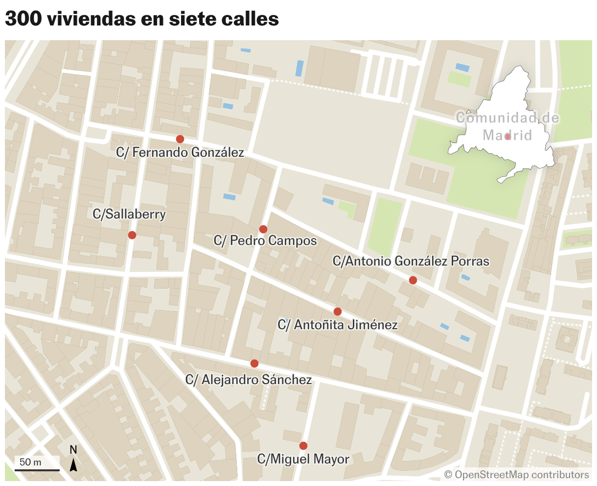 300 viviendas en siete calles (Mapas de ubicación)