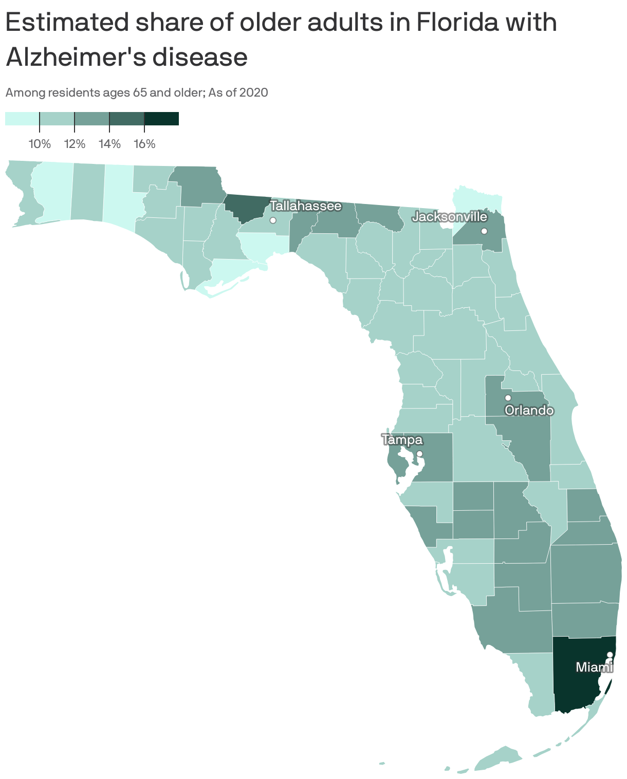 Estimated share of older adults in Florida with Alzheimer's disease