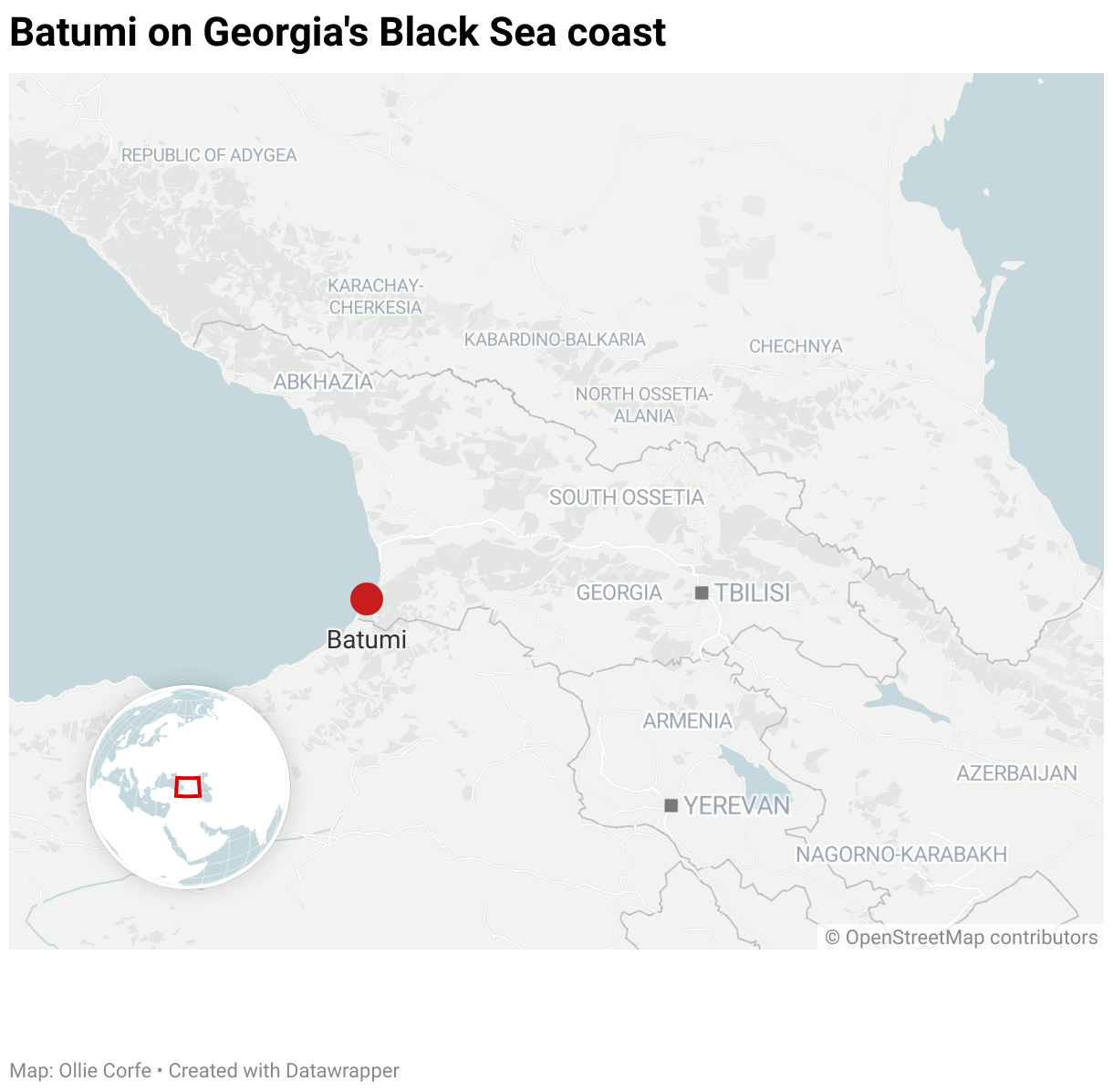 Map of Batumi in Georgia.