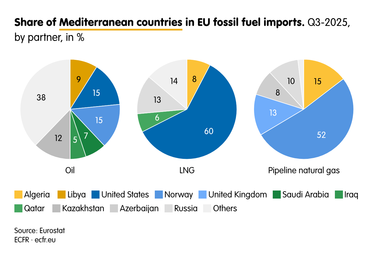 Share of Mediterranean countries in EU fossil fuel imports. 