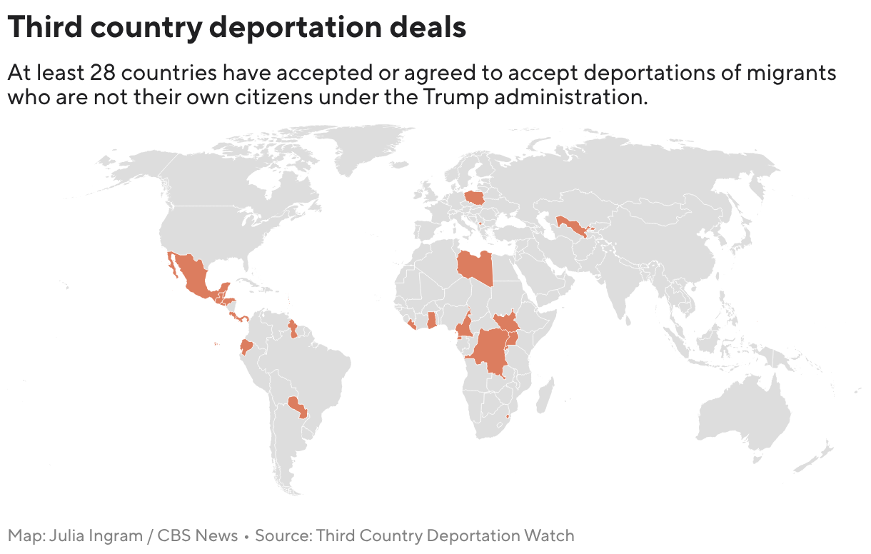Third country deportation deals (Choropleth map)