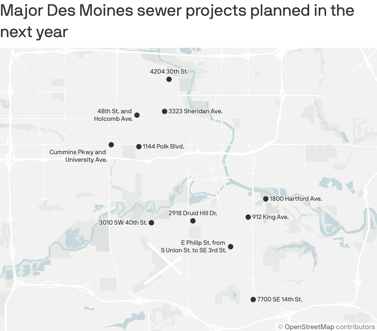 Major Des Moines sewer projects planned in the next year