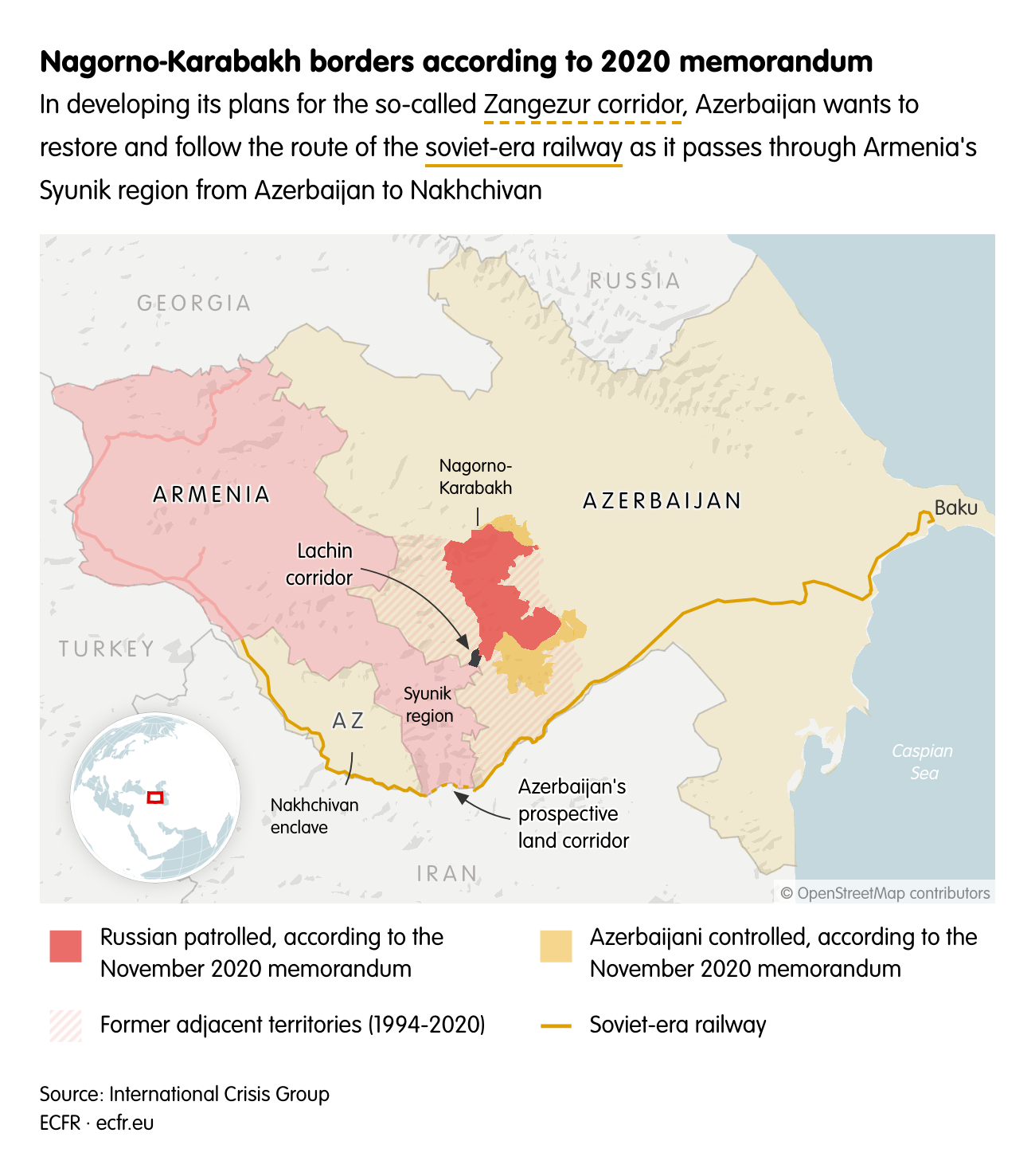 Nagorno-Karabakh borders according to 2020 memorandum