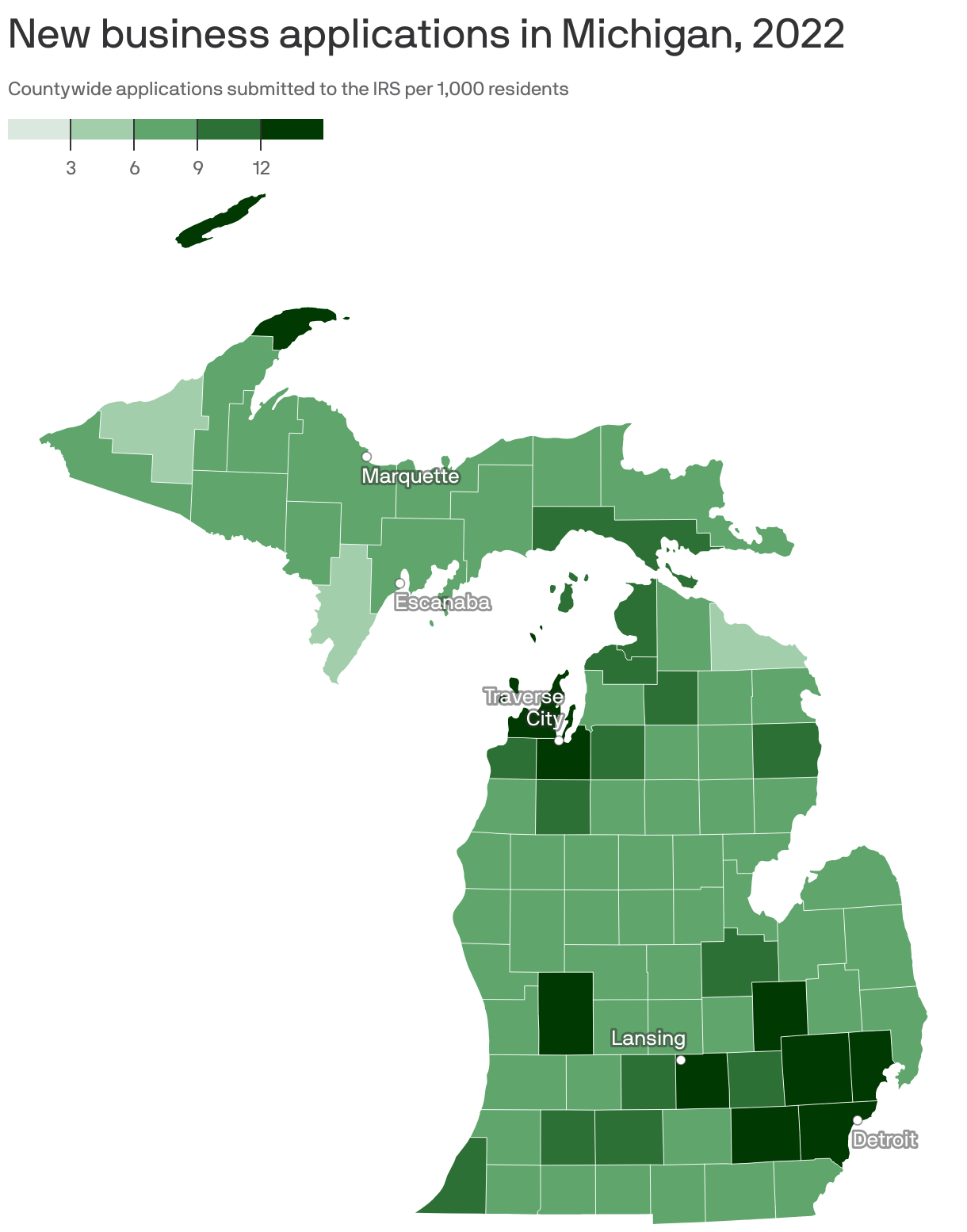 New business applications in Michigan, 2022
