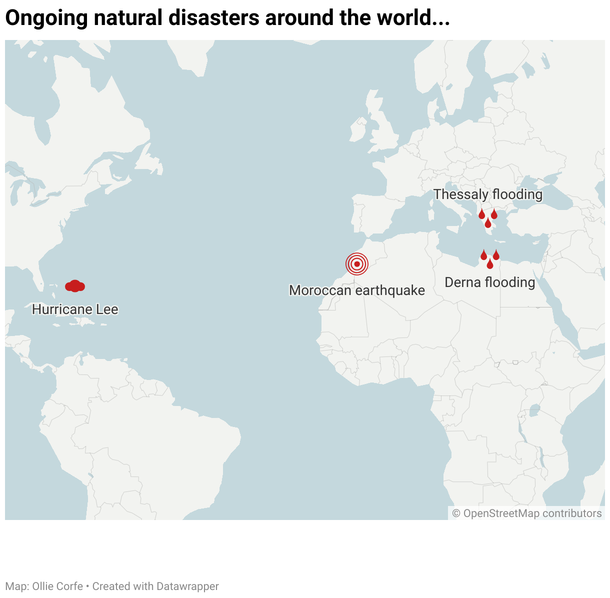 Map of natural disasters.