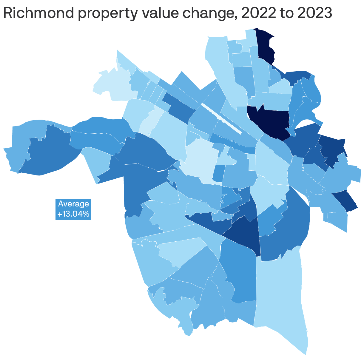 Richmond property value change, 2022 to 2023