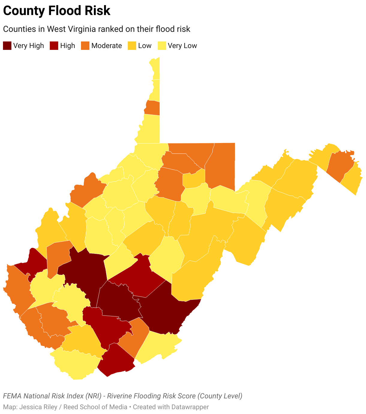 County Flood Risk (Choropleth map)