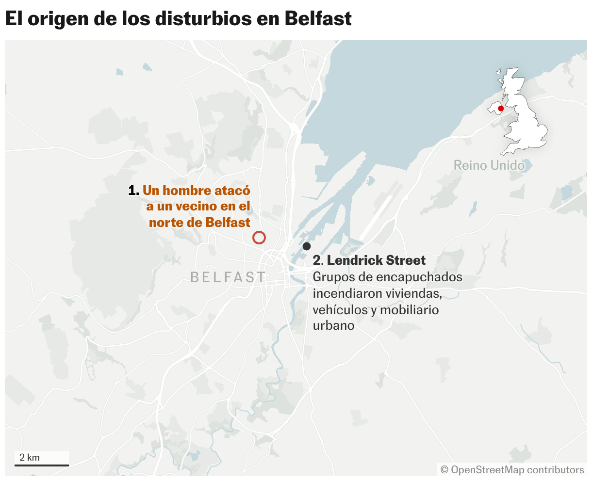 El origen de los disturbios en Belfast (Mapas de ubicación)