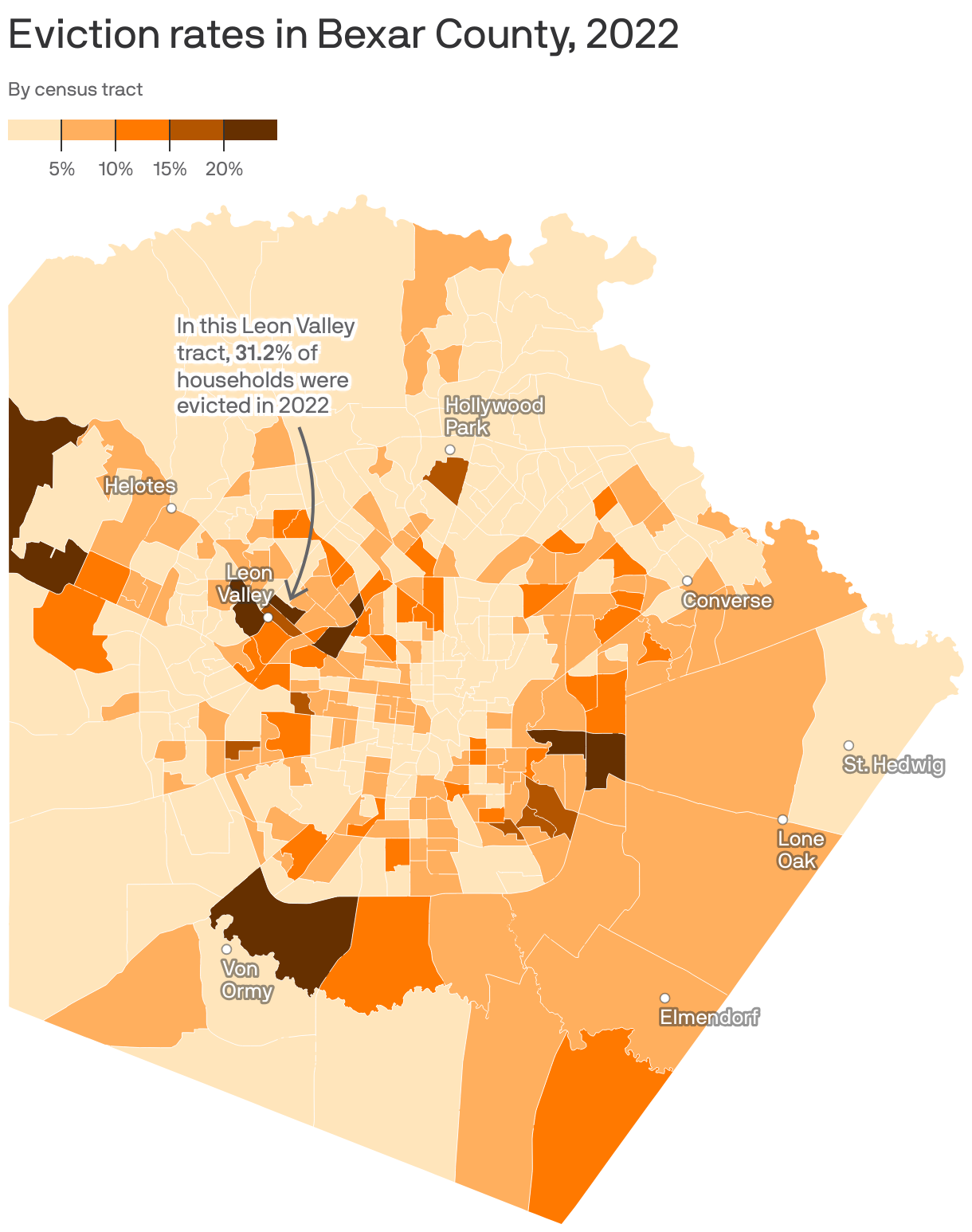 Eviction rates in Bexar County, 2022