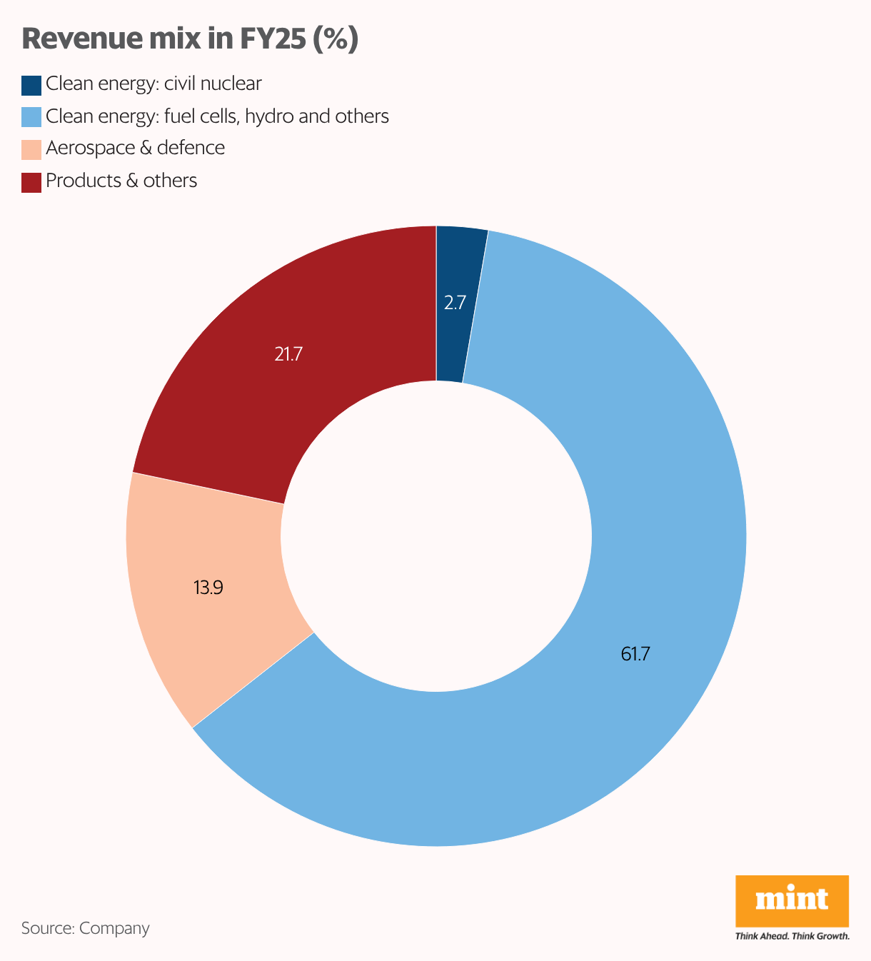 Revenue mix in FY25 (%) (Donut Chart)