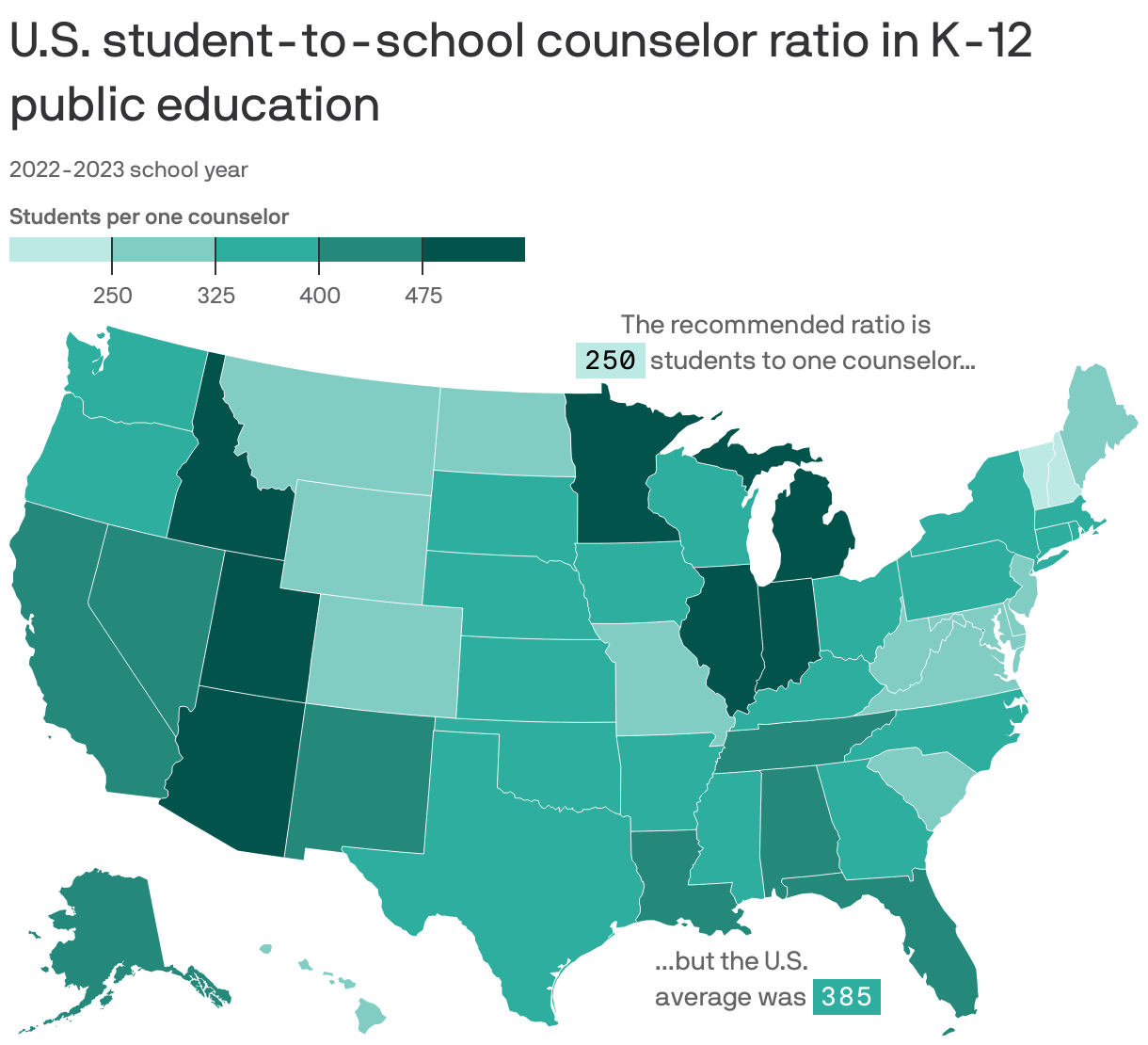 Mapped: America's critical shortage of school counselors