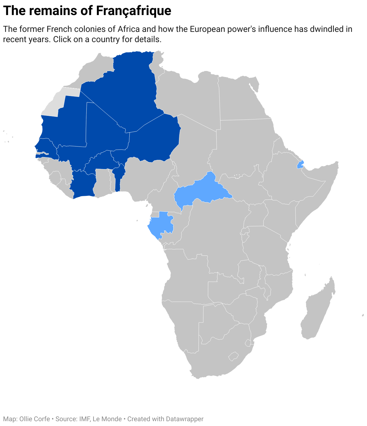 Map of French influence in Africa.