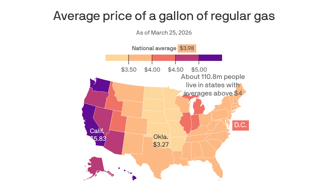 Mapped: Who's paying $4 for gas - Axios Atlanta
