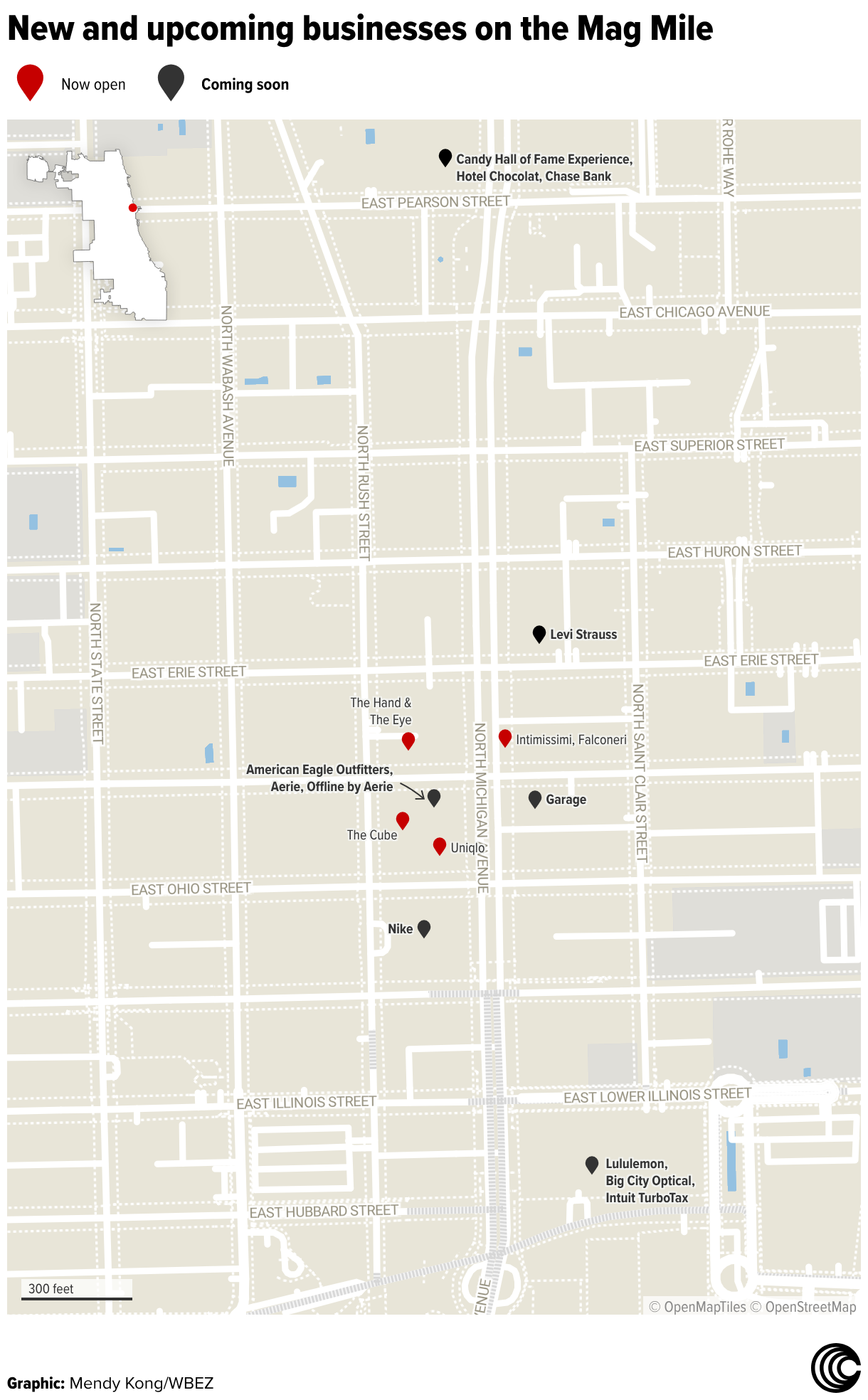 New and upcoming businesses on the Mag Mile (Locator map)