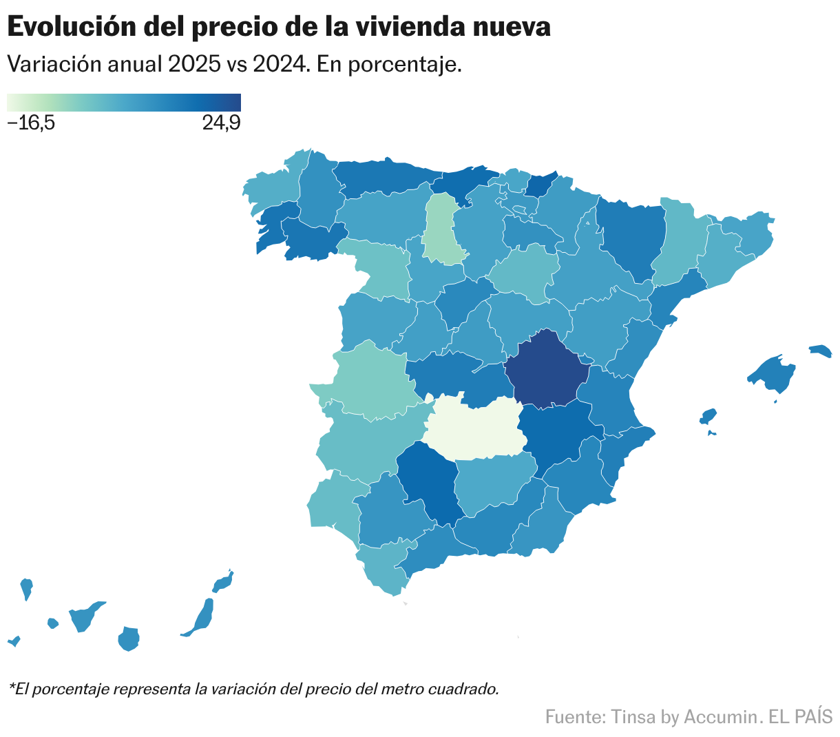 Evolution of the price of new housing (Choropleth map)