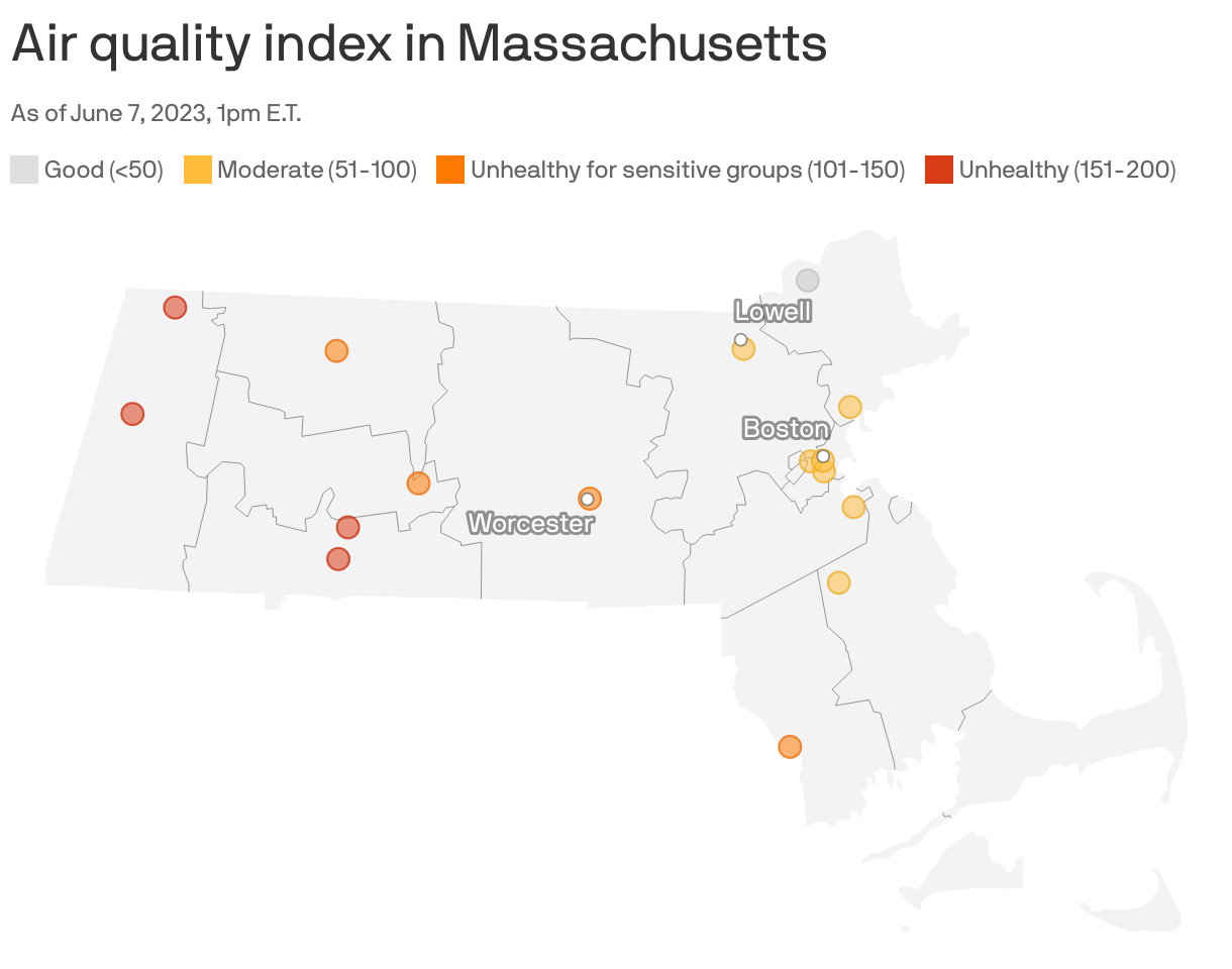 Boston air quality How wildfire smoke from Canada is affecting it