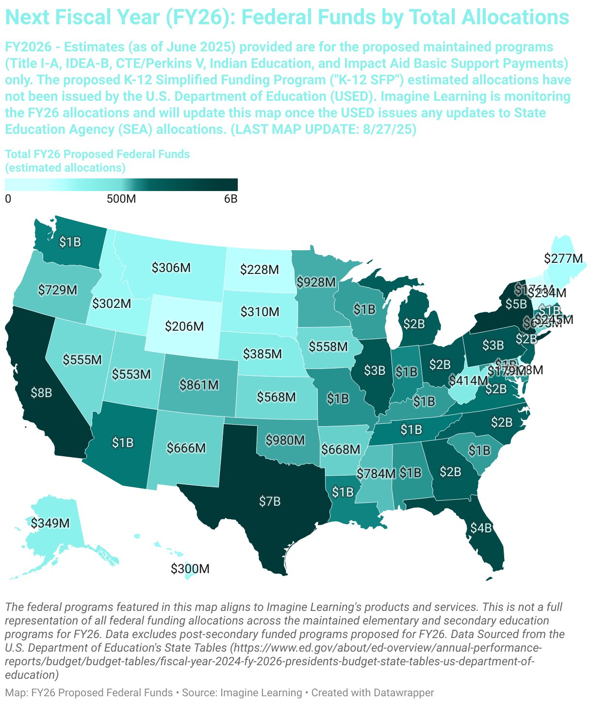 Next Fiscal Year (FY26): Federal Formula Funds by Total Allocations (Choropleth map)