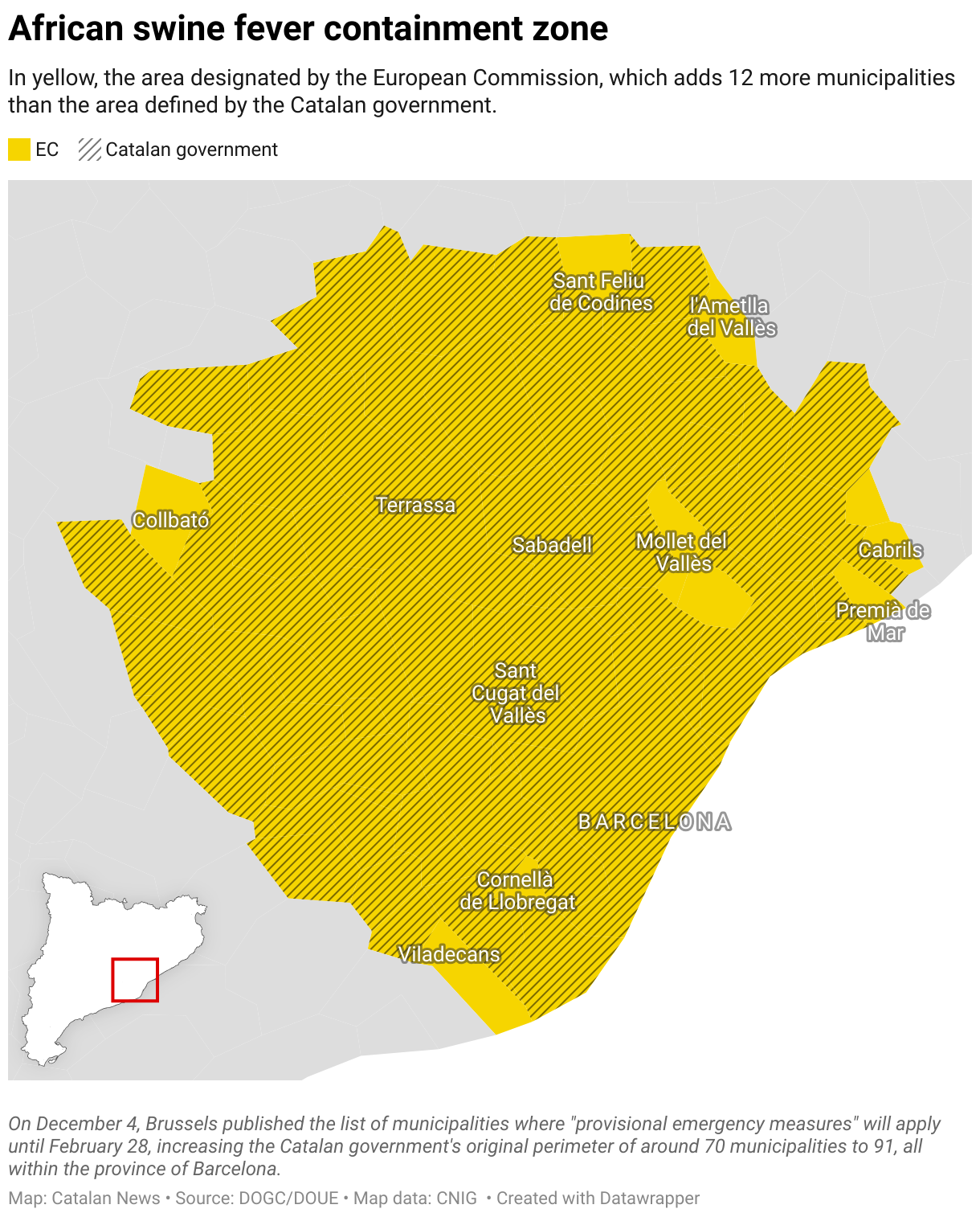 African swine fever containment zone (Choropleth map)