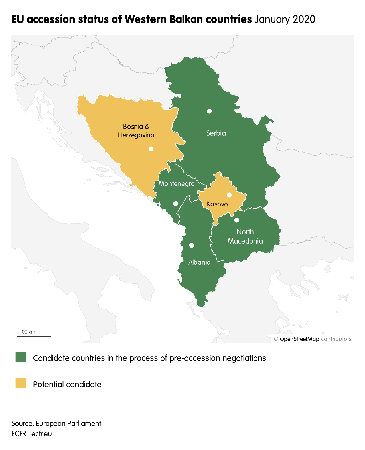EU accession status of Western Balkan countries