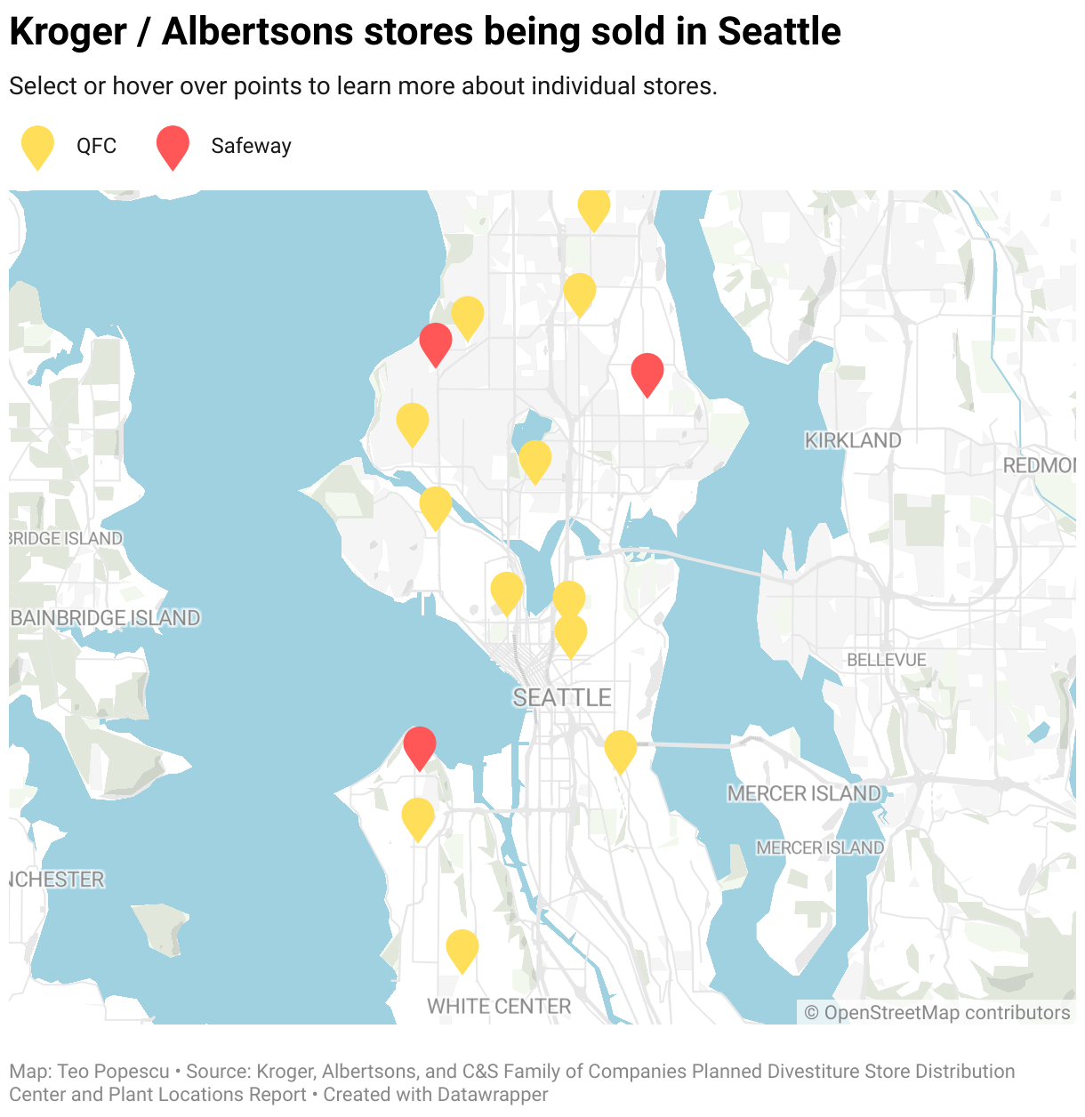 Kroger and Albertson stores being sold in Seattle