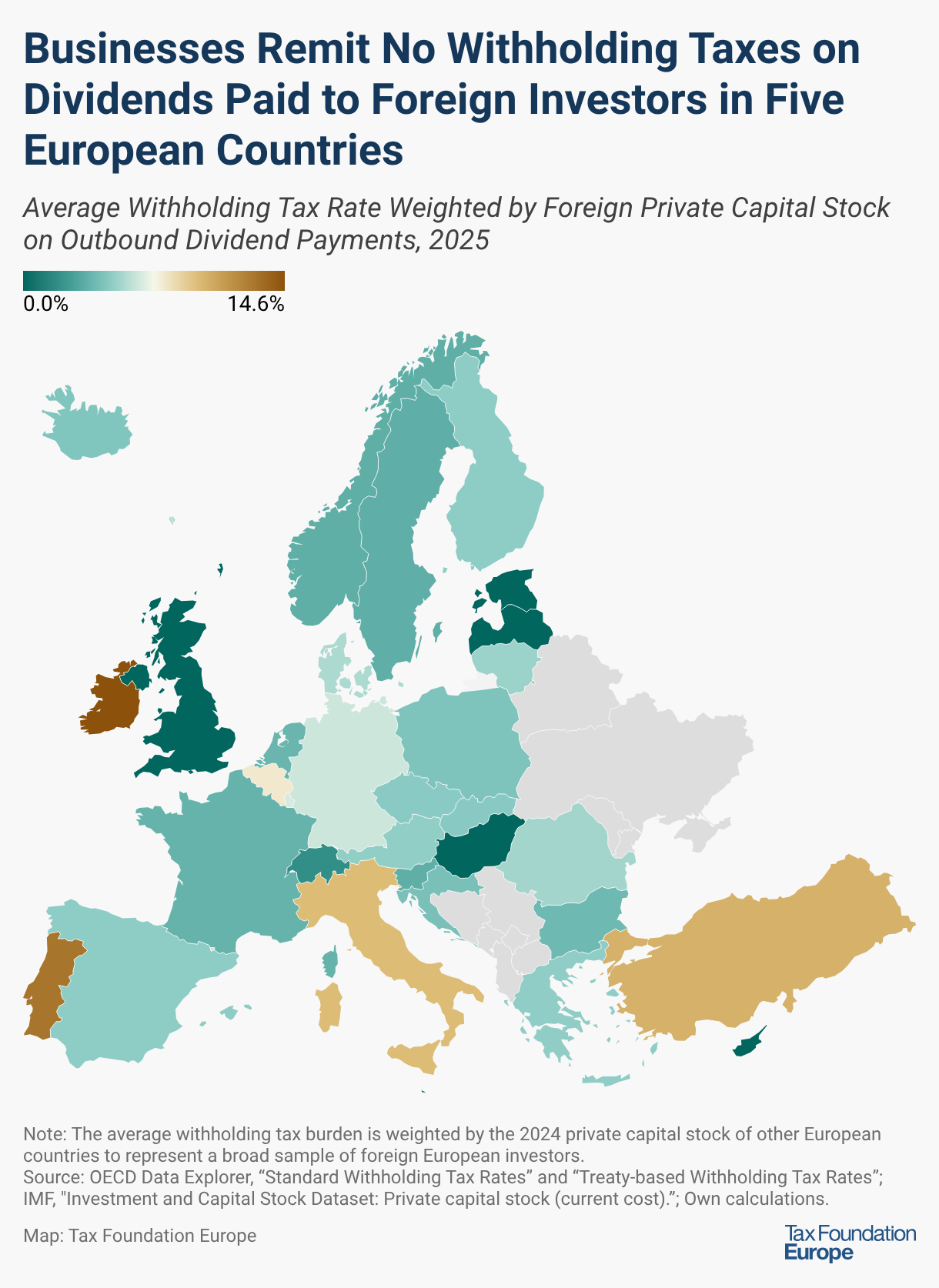 Markets Do Not Reduce Dividend Taxes Paid to Foreign Investors in Five European Countries (Choropleth Chart)