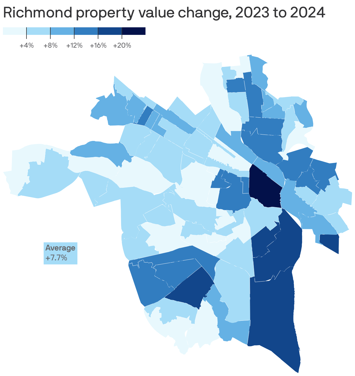 Richmond property value change, 2023 to 2024