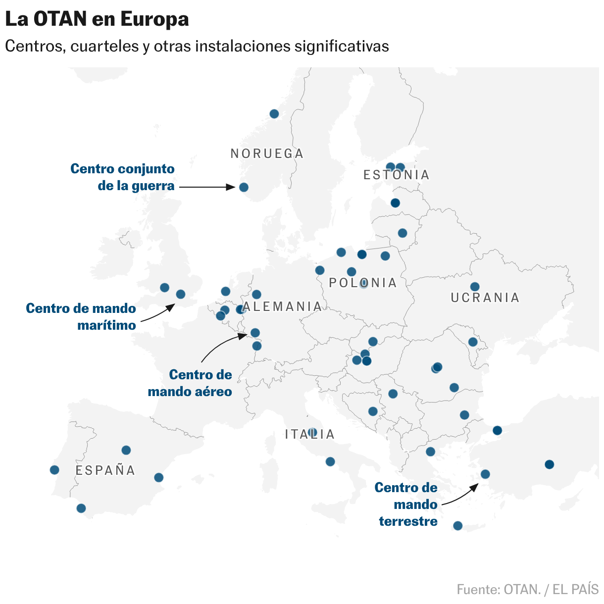 La OTAN en Europa (Mapa del símbolo)