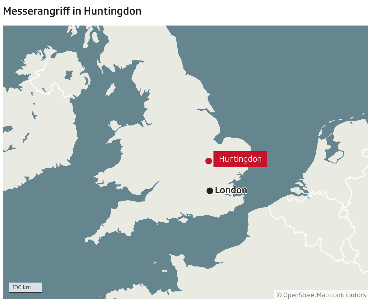 Messerangriff in Huntingdon (Locator-Karte)