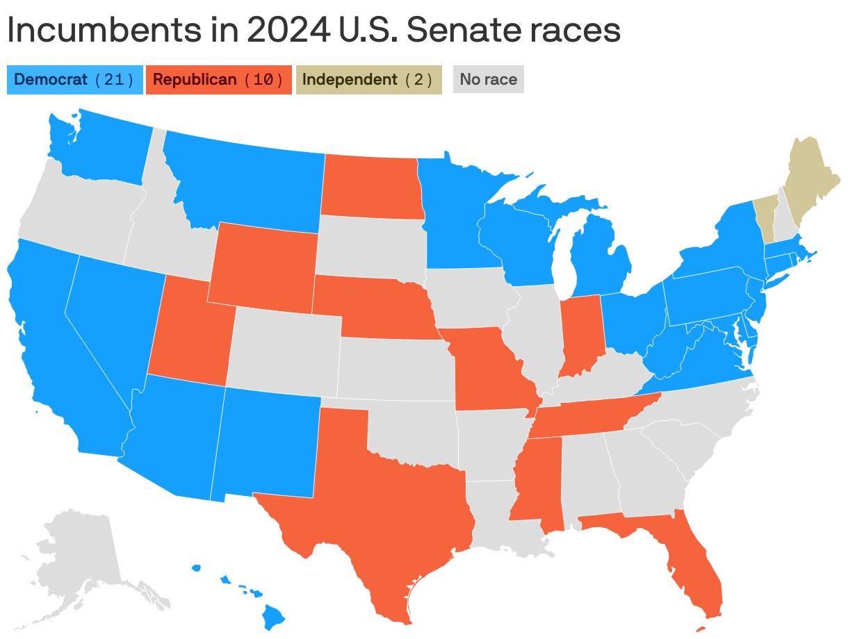Incumbents in 2024 U.S. Senate races