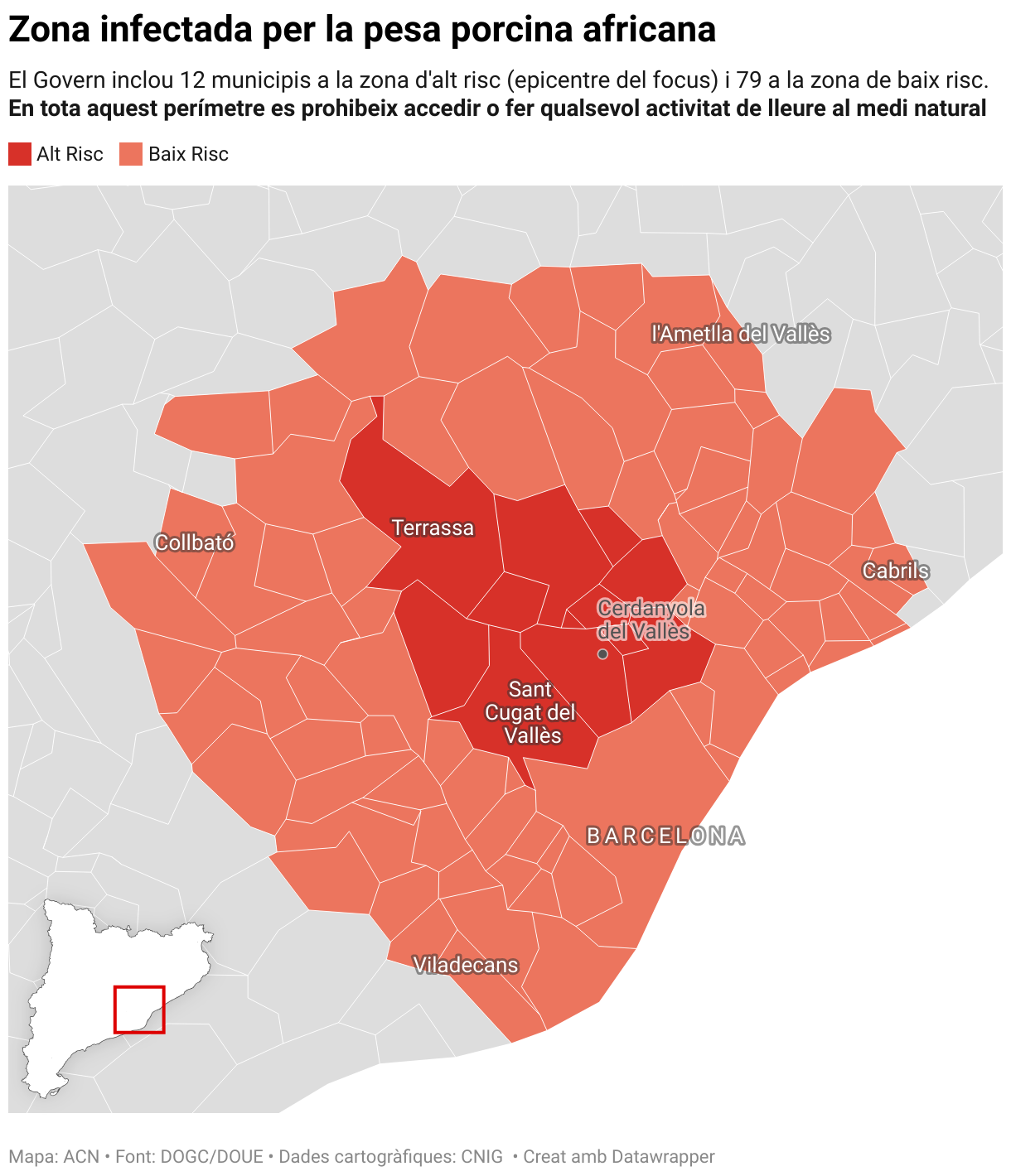 Zona infectada per la pesa porcina africana (Choropleth map)