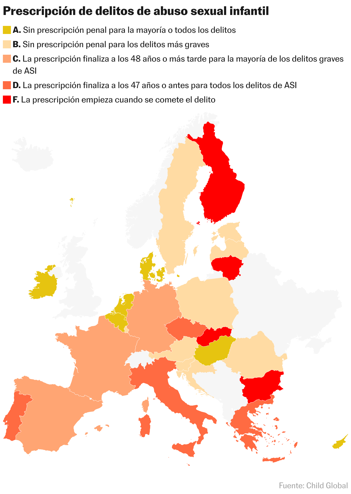 Prescripción de delitos de abuso sexual infantil (Mapa coroplético)