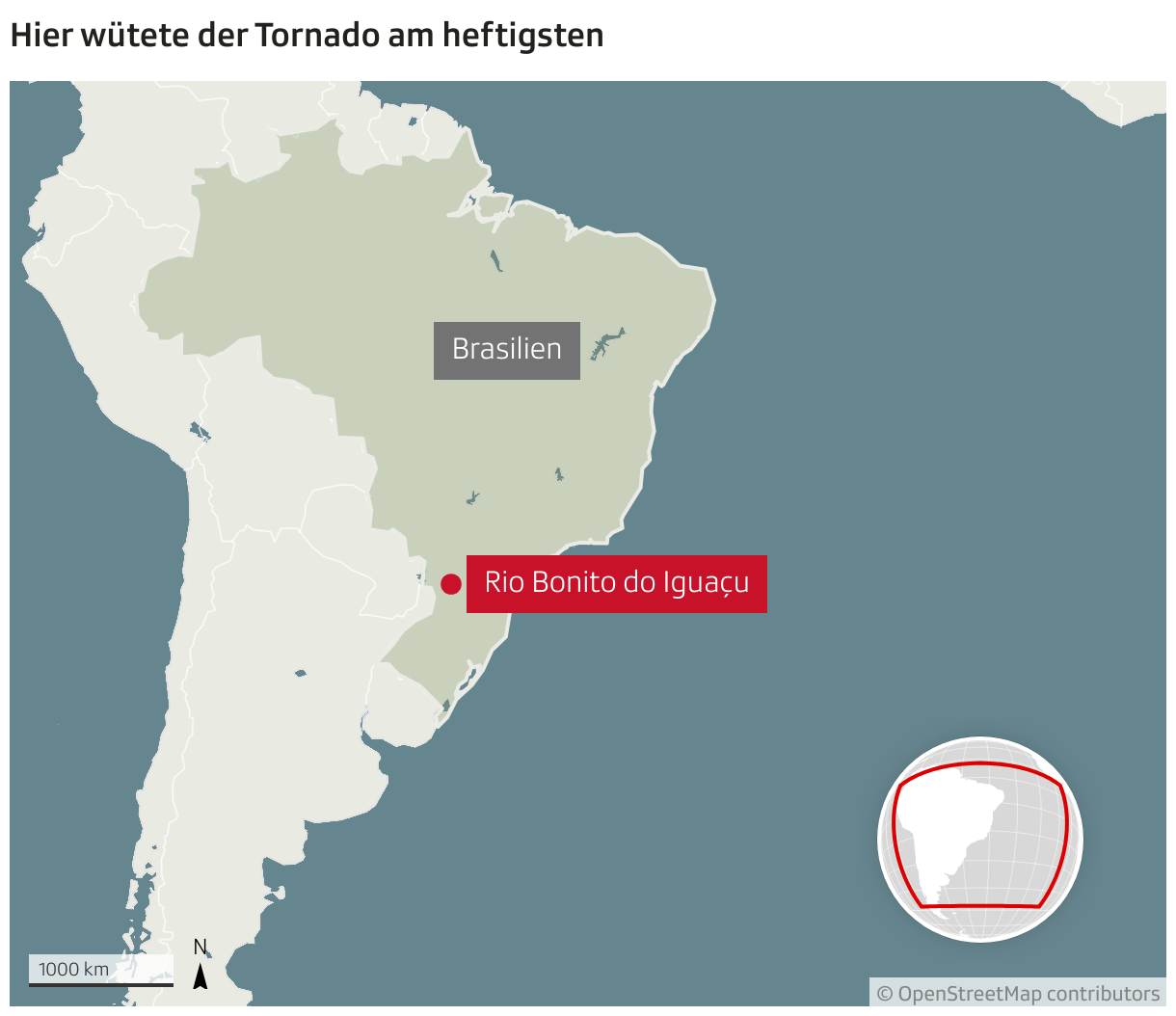 Hier wütete der Tornado am heftigsten (Locator-Karte)