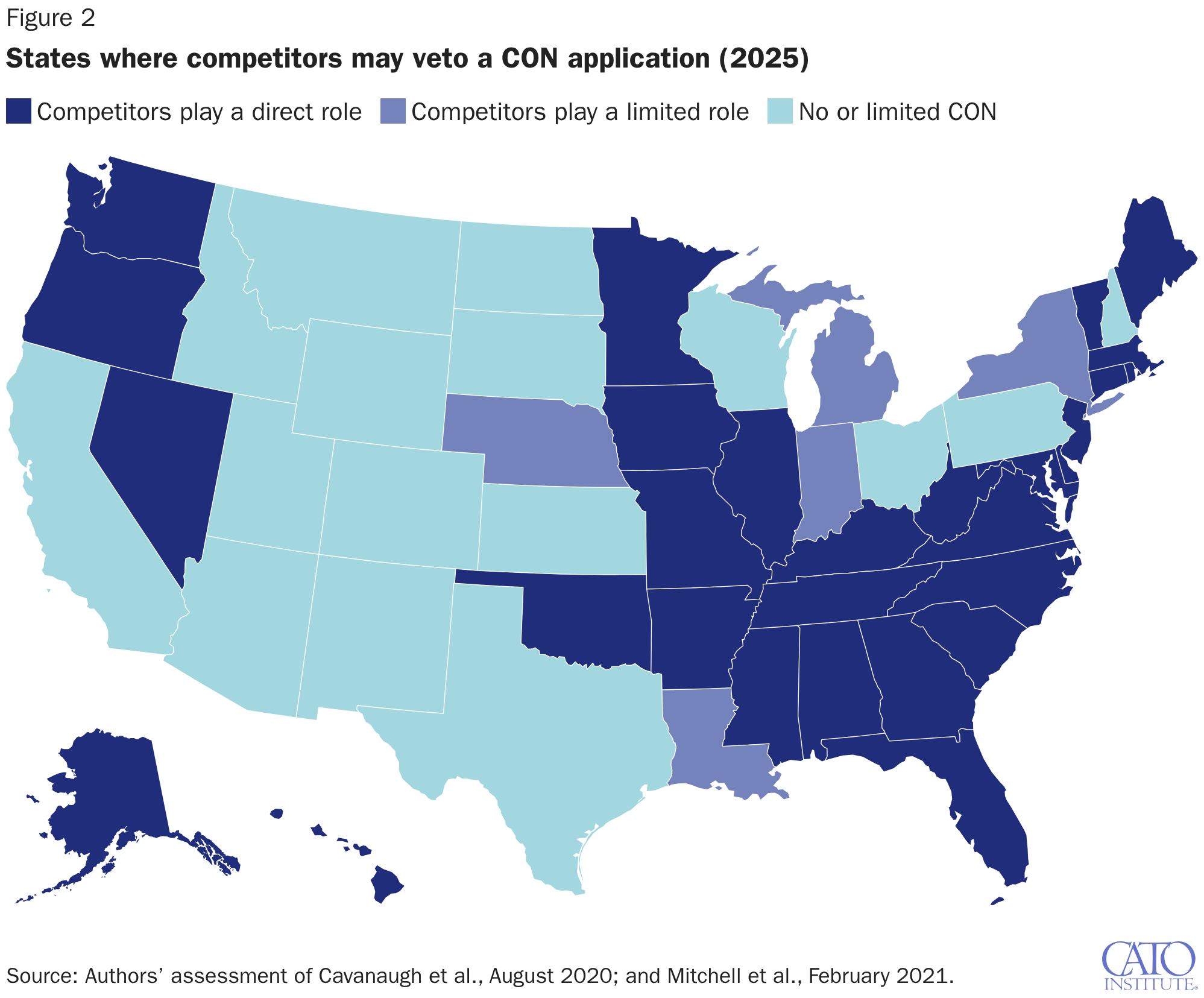 States where competitors may veto a CON application (2025)