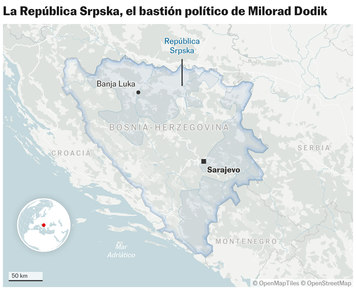 La República Srpska, el bastión político de Milorad Dodik (Mapas de ubicación)
