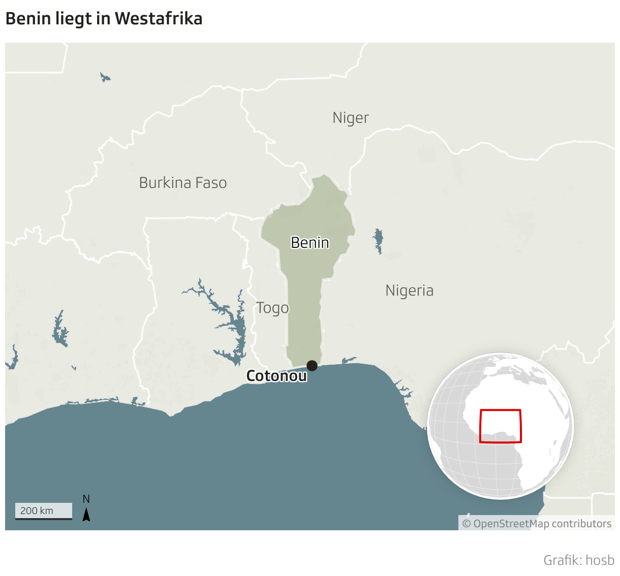 Benin liegt in Westafrika (Locator-Karte)