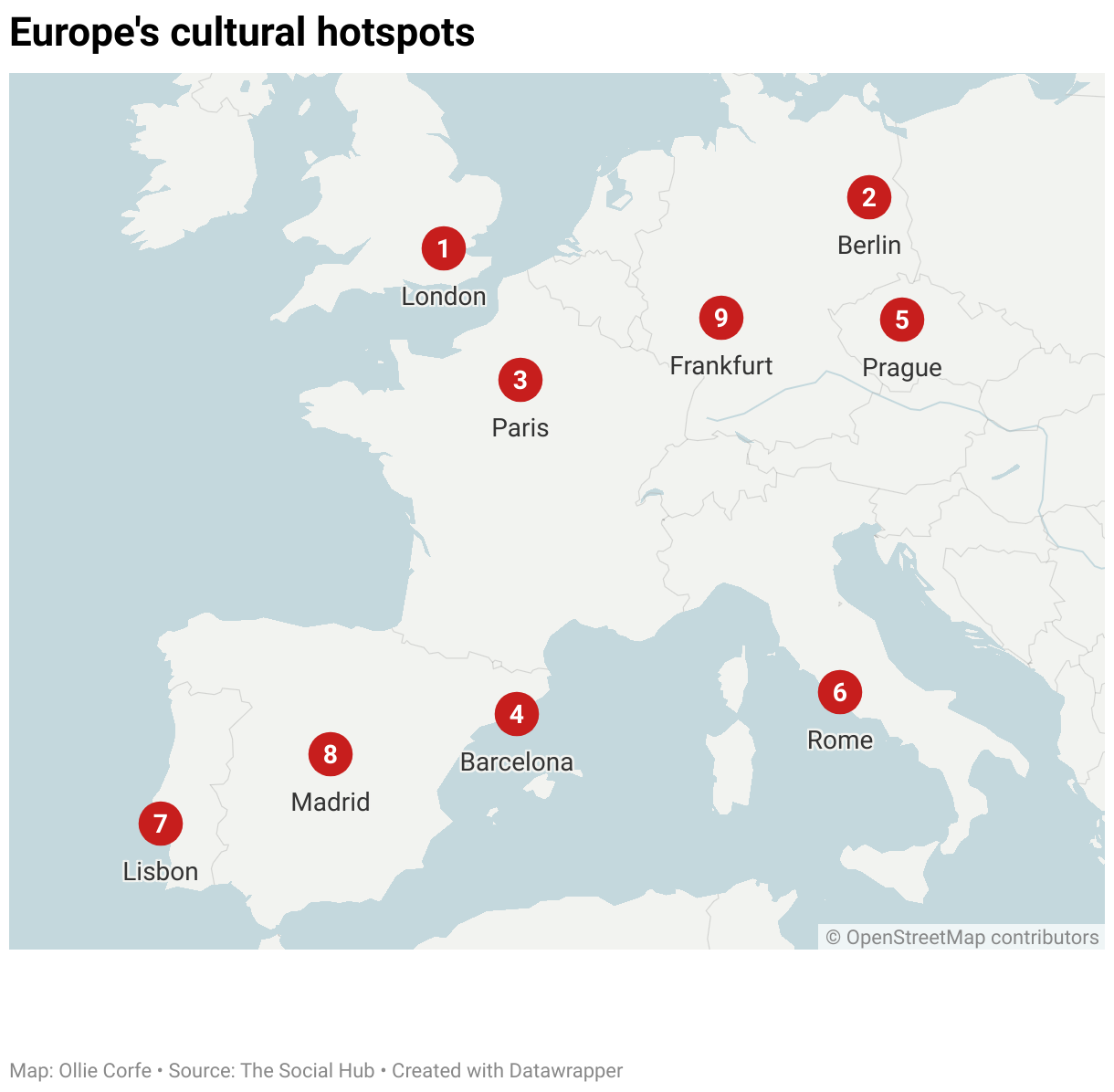 Map of European social hotspots.