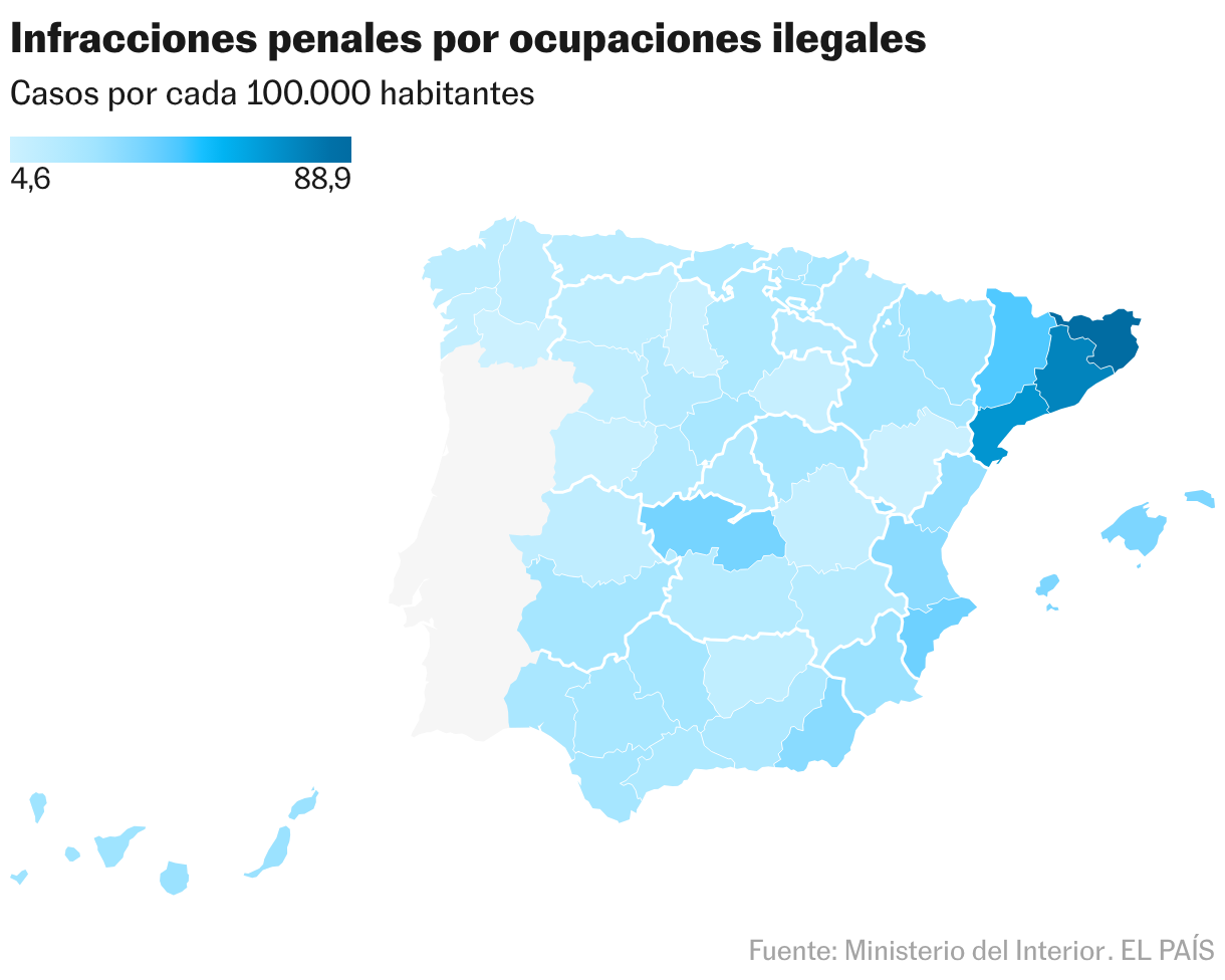 Infracciones penales por ocupaciones ilegales (Mapa coroplético)