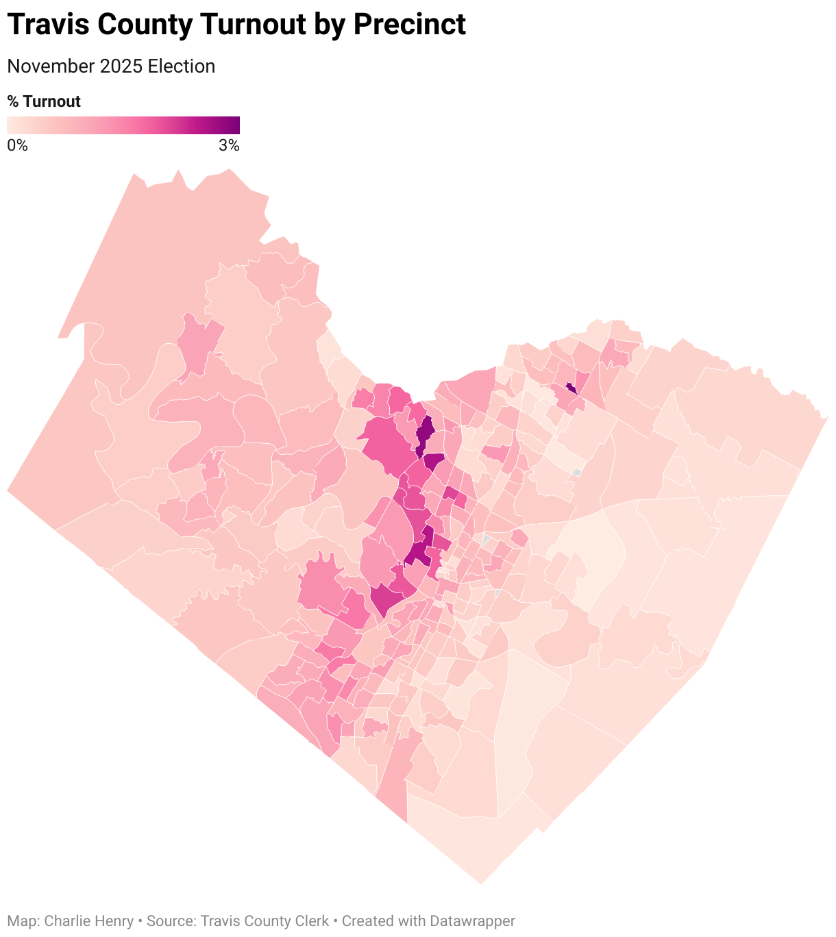 Travis County Turnout by Precinct (Choropleth map)