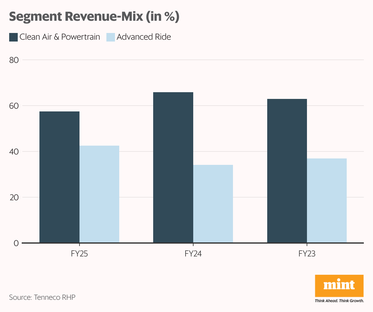 Segment Revenue-Mix (in %) (Grouped column chart)