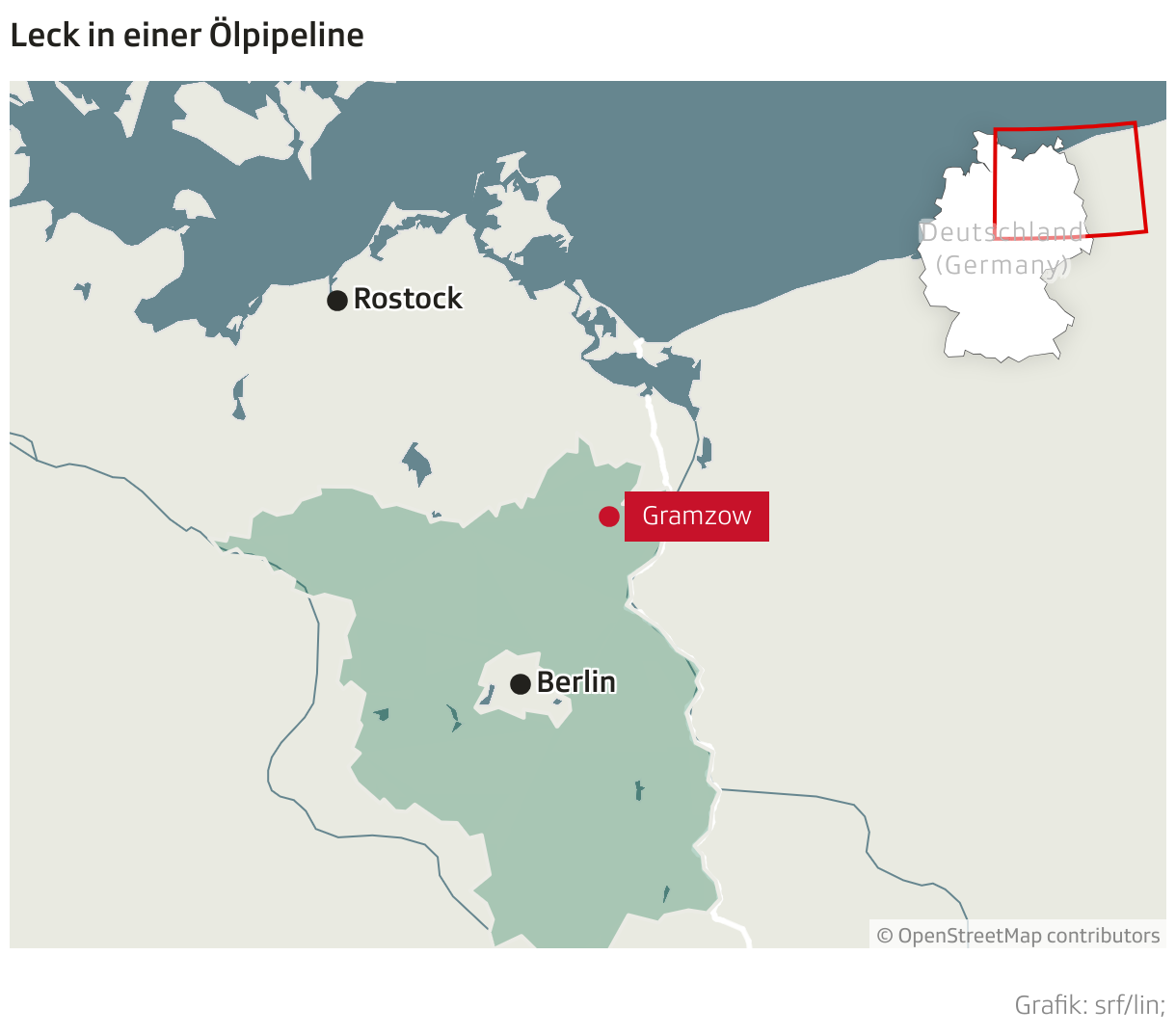 Leck in einer Ölpipeline (Locator-Karte)