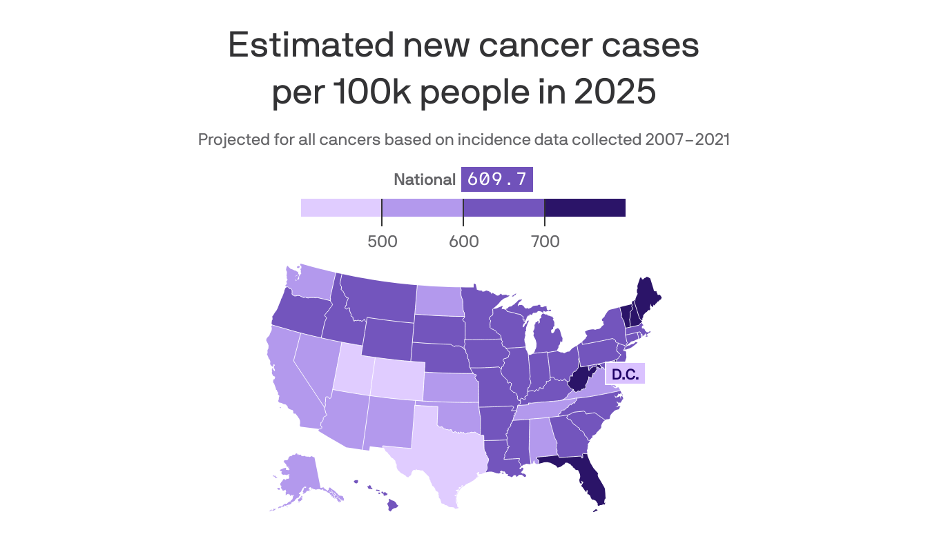 Cancer Rising Map Mapped: Cancer outlook - Axios NW Arkansas