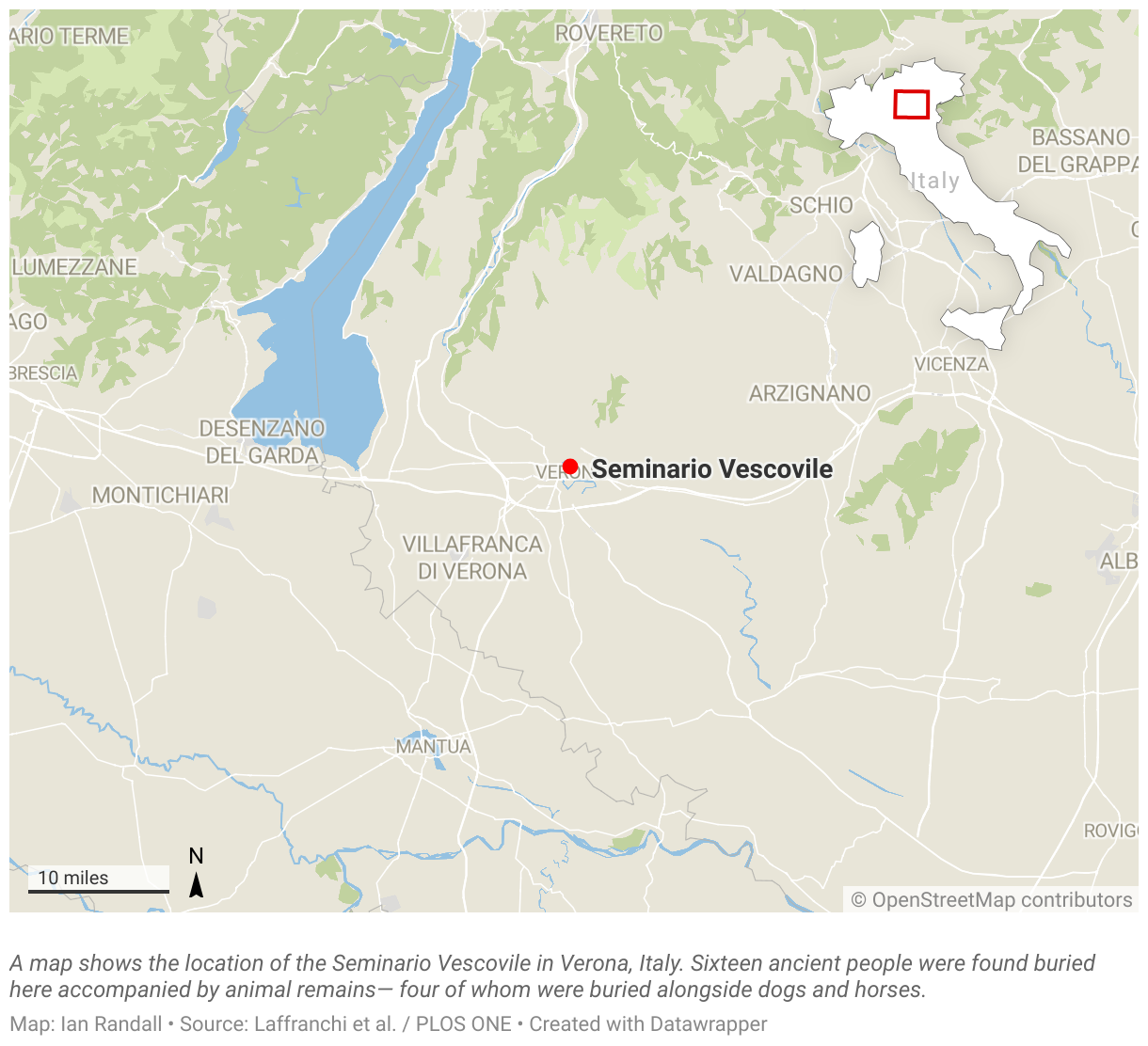 A map shows the location of the Seminario Vescovile in Verona, Italy.